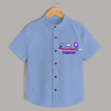 Happy Uttarayan | Personalised Shirt with Name - SKY BLUE - 0 - 6 Months Old (Chest 23")