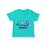 Happy Uttarayan | Personalised T-Shirt with Name - TEAL - 0-5 Months Old (Chest 17")