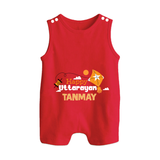 Happy Uttarayan | Personalised Romper suit with Name - RED - 0 - 5 Months Old (Chest 18")