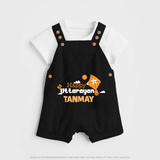 Happy Uttarayan | Personalised Dungaree with Name - BLACK - 0 - 5 Months Old (Chest 18")