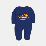 Happy Uttarayan | Personalised FullBody Suit with Name - NAVY BLUE - New Born (Chest 7.5")