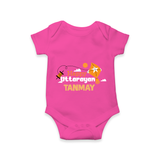 Happy Uttarayan | Personalised Romper with Name - HOT PINK - New Born (Chest 14")