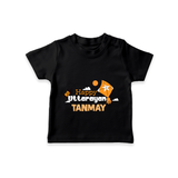 Happy Uttarayan | Personalised T-Shirt with Name - BLACK - 0-5 Months Old (Chest 17")