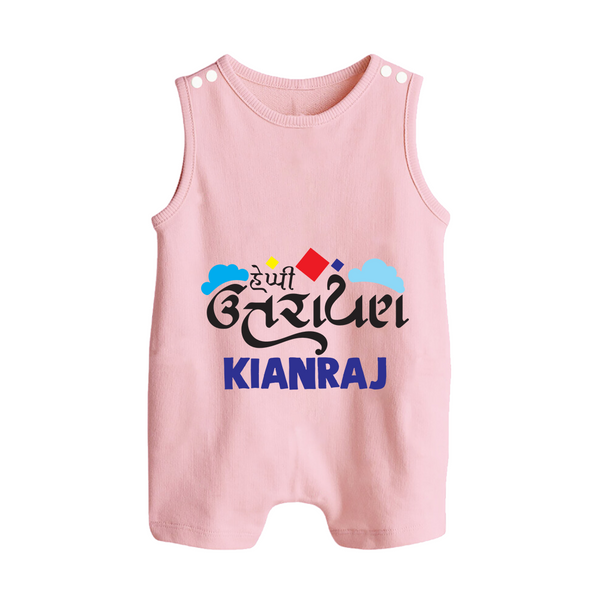 Happy Uttarayan | Customized Romper suit with Name - BABY PINK - 0 - 5 Months Old (Chest 18")