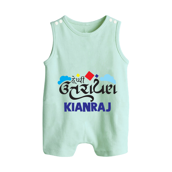 Happy Uttarayan | Customized Romper suit with Name - MINT GREEN - 0 - 5 Months Old (Chest 18")