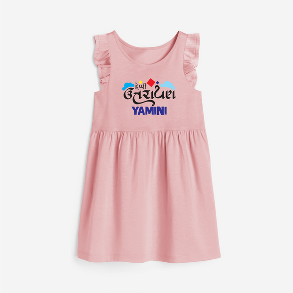 Happy Uttarayan | Personalised Frock with Name - BABY PINK - 1 - 2 Years Old (Chest 22" , Full Length 22")