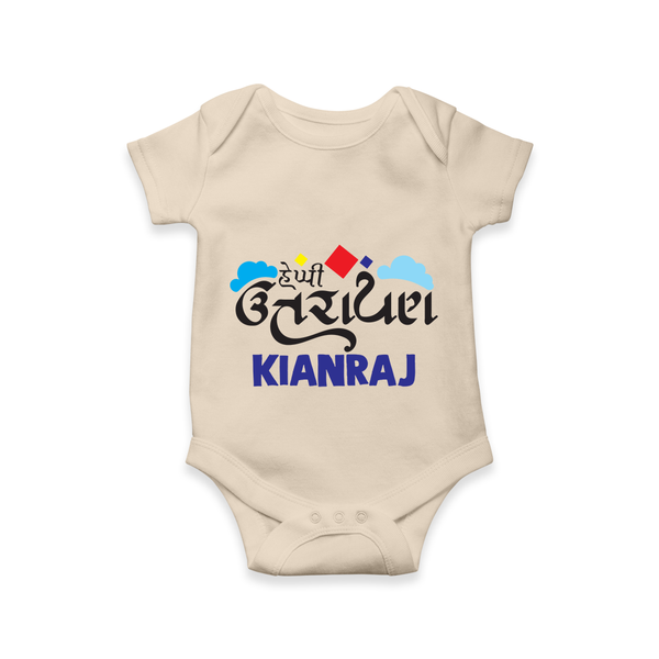 Happy Uttarayan | Customized Romper with Name - IVORY - New Born (Chest 14")