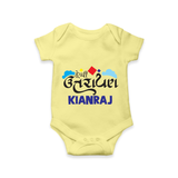 Happy Uttarayan | Customized Romper with Name - PASTEL YELLOW - New Born (Chest 14")