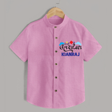 Happy Uttarayan | Customized Shirt with Name - BABY PINK - 0 - 6 Months Old (Chest 23")