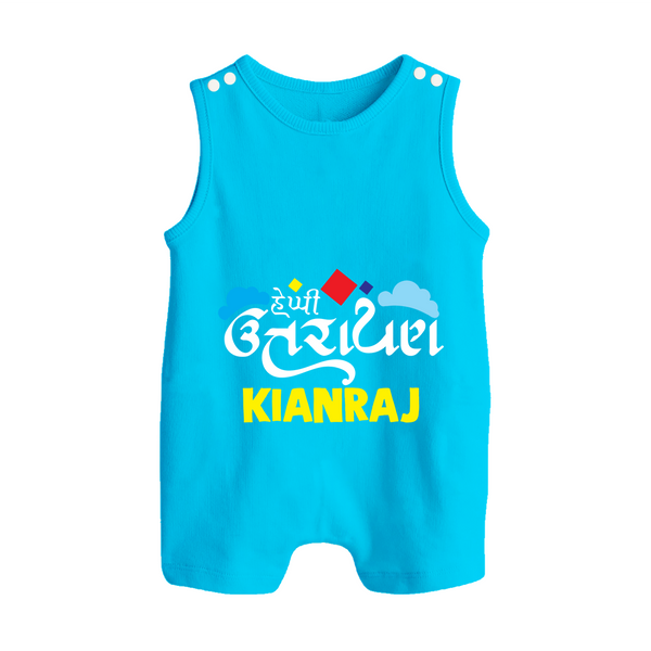 Happy Uttarayan | Customized Romper suit with Name - SKY BLUE - 0 - 5 Months Old (Chest 18")