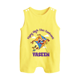 Flying High this sankranti | Customized Romper suit with Name - PASTEL YELLOW - 0 - 5 Months Old (Chest 18")