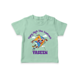 Flying High this sankranti | Customized T-Shirt with Name - MINT GREEN - 0-5 Months Old (Chest 17")