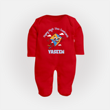 Flying High this sankranti | Customized FullBody Suit with Name - RED - New Born (Chest 7.5")