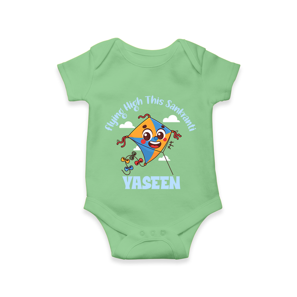 Flying High this sankranti | Customized Romper with Name - GREEN - New Born (Chest 14")