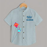 Happy Makar Sankranti | Customized Shirt with Name - ARCTIC BLUE - 0 - 6 Months Old (Chest 23")