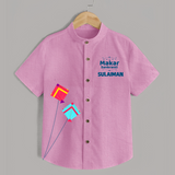 Happy Makar Sankranti | Customized Shirt with Name - BABY PINK - 0 - 6 Months Old (Chest 23")