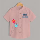 Happy Makar Sankranti | Customized Shirt with Name - PEACH - 0 - 6 Months Old (Chest 23")