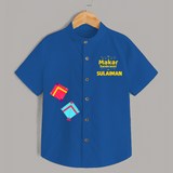 Happy Makar Sankranti | Customized Shirt with Name - COBALT BLUE - 0 - 6 Months Old (Chest 23")