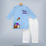 Makar Sankranti | Customized Kurta with Name - BABY BLUE - 3 - 6 Months Old (Chest 24", Kurta Length 14'', Waist 19", Pant Length 14")