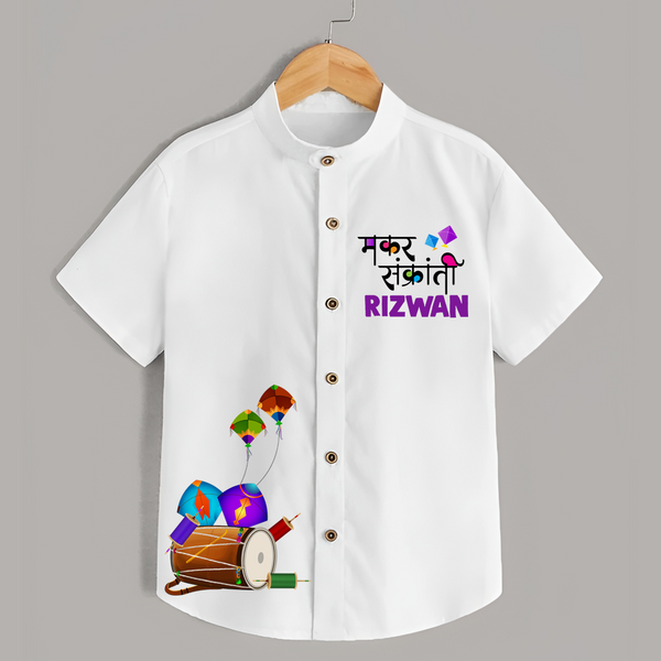 Makar Sankranti | Customized Shirt with Name - WHITE - 0 - 6 Months Old (Chest 23")