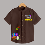 Makar Sankranti | Customized Shirt with Name - CHOCOLATE BROWN - 0 - 6 Months Old (Chest 23")