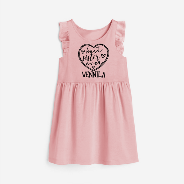 Best Sister Ever Frock | Personalized Frock for Your Best Sister - BABY PINK - 1 - 2 Years Old (Chest 22" , Full Length 22")