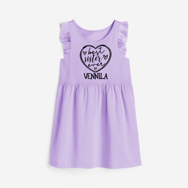 Best Sister Ever Frock | Personalized Frock for Your Best Sister - LILAC - 1 - 2 Years Old (Chest 22" , Full Length 22")