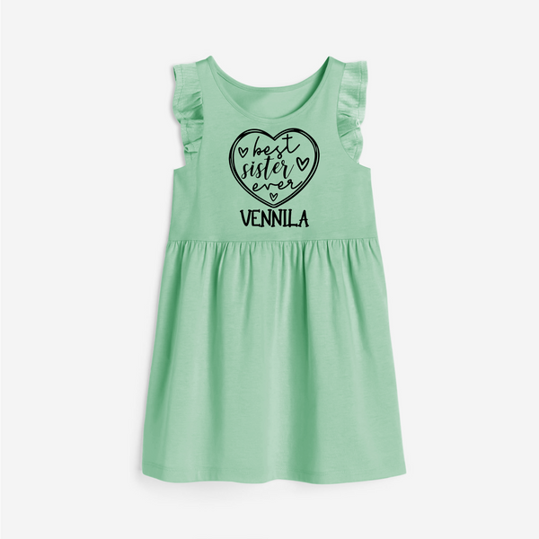 Best Sister Ever Frock | Personalized Frock for Your Best Sister - MINT GREEN - 1 - 2 Years Old (Chest 22" , Full Length 22")