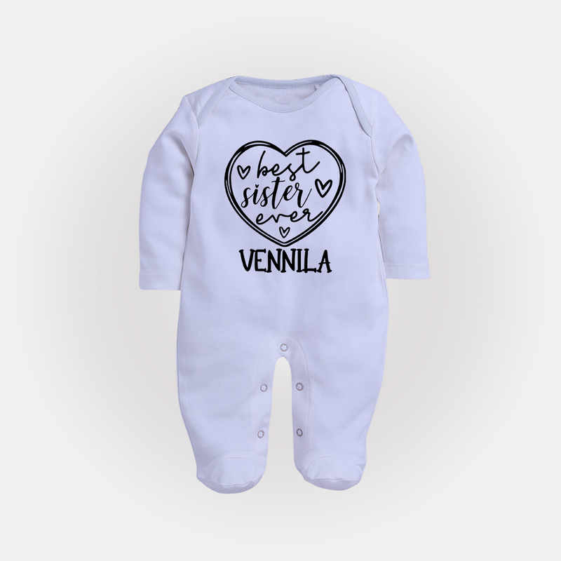 Best Sister Ever Sleep Suit/ Full Sleeve Bodysuit | Personalized Sleep Suit/ Full Sleeve Bodysuit for Your Best Sister - BABY BLUE - New Born (Chest 7.5")