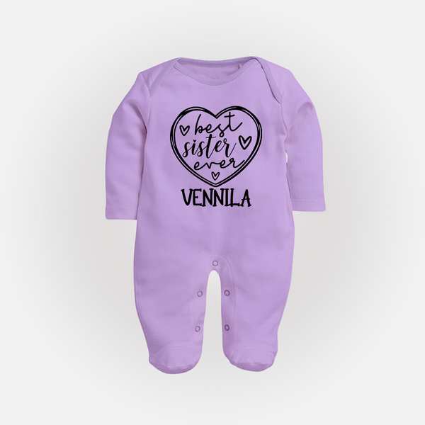 Best Sister Ever Sleep Suit/ Full Sleeve Bodysuit | Personalized Sleep Suit/ Full Sleeve Bodysuit for Your Best Sister - LILAC - New Born (Chest 7.5")