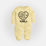 Best Sister Ever Sleep Suit/ Full Sleeve Bodysuit | Personalized Sleep Suit/ Full Sleeve Bodysuit for Your Best Sister - PASTEL YELLOW - New Born (Chest 7.5")