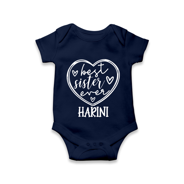 Best Sister Ever Romper / Onesie | Personalized Romper / Onesie for Your Best Sister - NAVY BLUE - New Born (Chest 14")