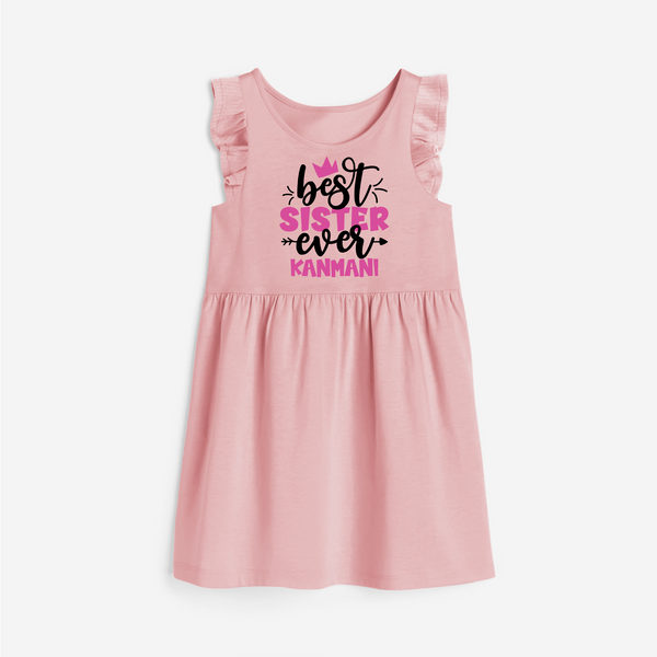 Best Sister Ever Frock | Custom Frock for the Ultimate Sister - BABY PINK - 1 - 2 Years Old (Chest 22" , Full Length 22")