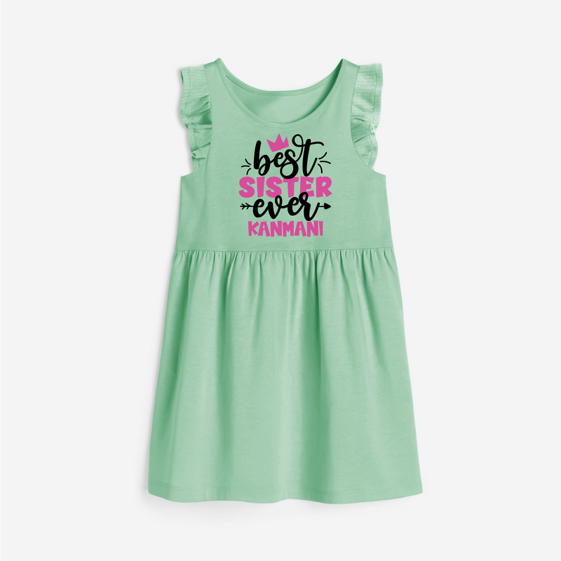 Best Sister Ever Frock | Custom Frock for the Ultimate Sister - MINT GREEN - 1 - 2 Years Old (Chest 22" , Full Length 22")