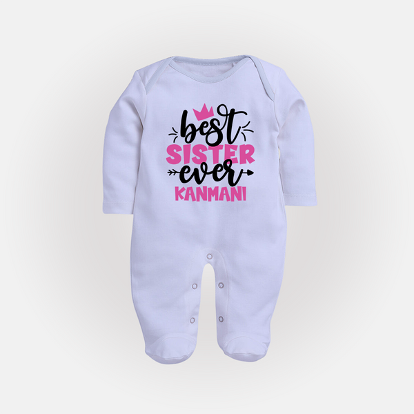 Best Sister Ever Sleep Suit/ Full Sleeve Bodysuit | Custom Sleep Suit/ Full Sleeve Bodysuit for the Ultimate Sister - BABY BLUE - New Born (Chest 7.5")