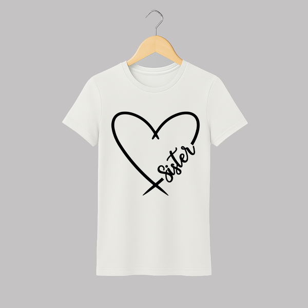 Sister Adult T-Shirt | Cute and Personalized Adult T-Shirt for Sisters - WHITE - S (Chest 19")