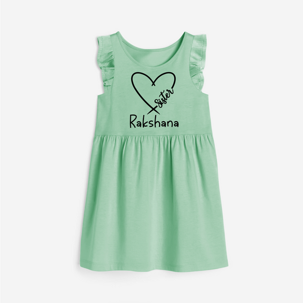 Sister Frock | Cute and Personalized Frock for Sisters - MINT GREEN - 1 - 2 Years Old (Chest 22" , Full Length 22")