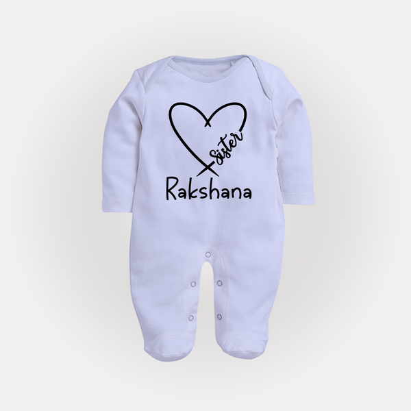 Sister Sleep Suit/ Full Sleeve Bodysuit | Cute and Personalized Sleep Suit/ Full Sleeve Bodysuit for Sisters - BABY BLUE - New Born (Chest 7.5")
