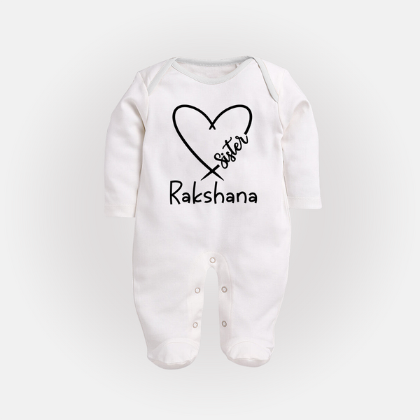 Sister Sleep Suit/ Full Sleeve Bodysuit | Cute and Personalized Sleep Suit/ Full Sleeve Bodysuit for Sisters - WHITE - New Born (Chest 7.5")