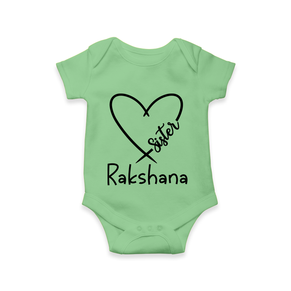 Sister Romper / Onesie | Cute and Personalized Romper / Onesie for Sisters - GREEN - New Born (Chest 14")