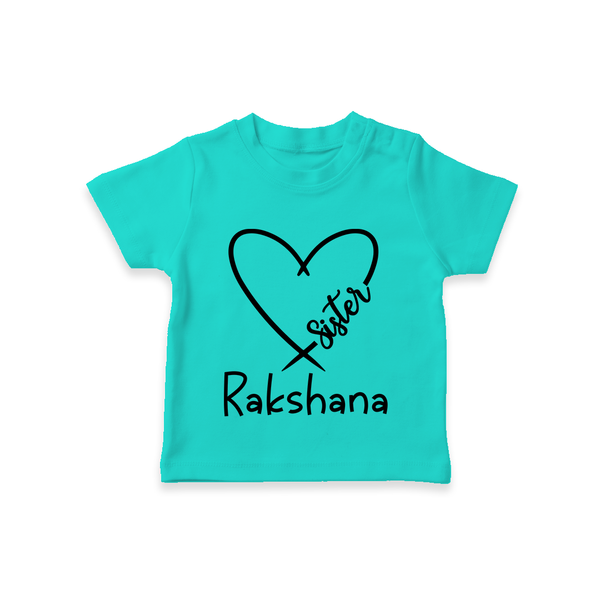 Sister T-Shirt | Cute and Personalized T-Shirt for Sisters - TEAL - 0-5 Months Old (Chest 17")