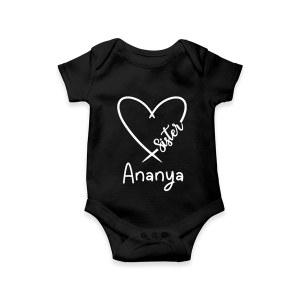 Sister Romper / Onesie | Cute and Personalized Romper / Onesie for Sisters - BLACK - New Born (Chest 14")