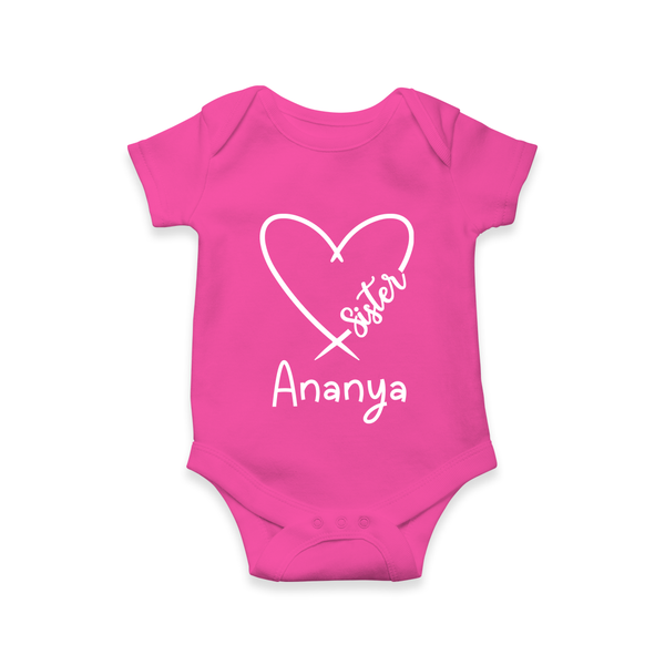 Sister Romper / Onesie | Cute and Personalized Romper / Onesie for Sisters - HOT PINK - New Born (Chest 14")