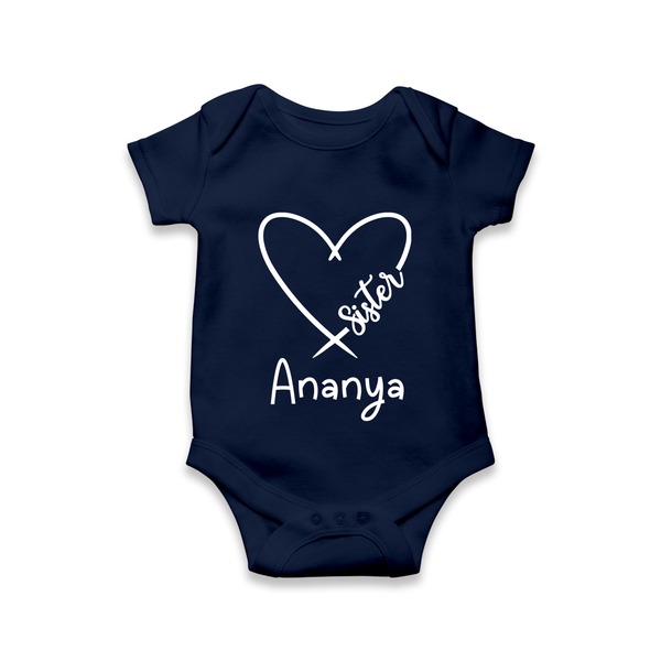 Sister Romper / Onesie | Cute and Personalized Romper / Onesie for Sisters - NAVY BLUE - New Born (Chest 14")
