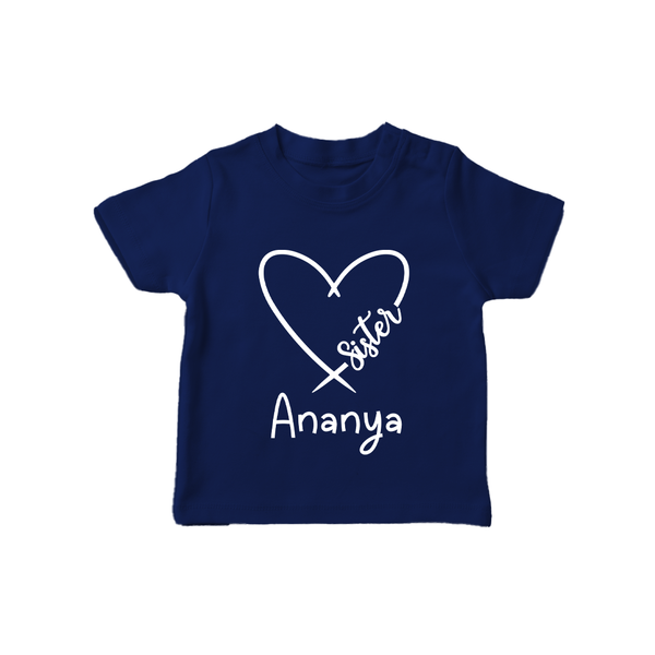 Sister T-Shirt | Cute and Personalized T-Shirt for Sisters - NAVY BLUE - 0-5 Months Old (Chest 17")