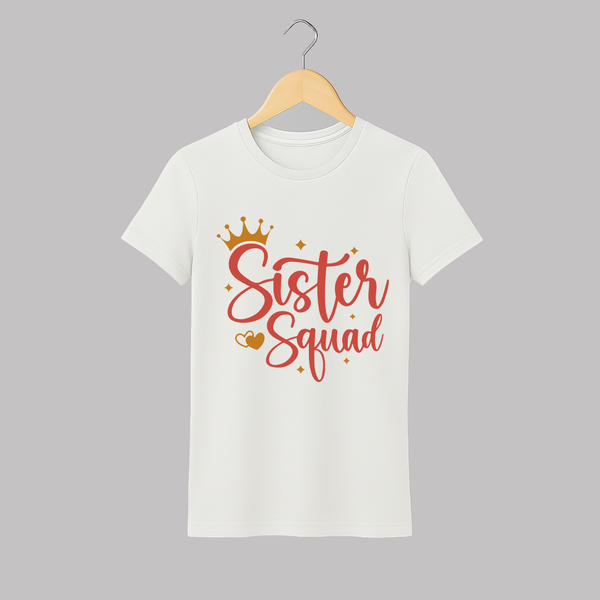 Sister Squad Adult T-Shirt | Personalized Adult T-Shirt for the Sister Squad - WHITE - S (Chest 19")