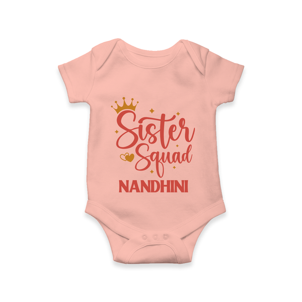 Sister Squad Romper / Onesie | Personalized Romper / Onesie for the Sister Squad - PEACH - New Born (Chest 14")