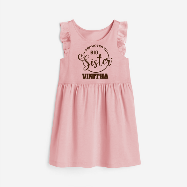 Promoted To Big Sister Frock | Custom Frock for the New Big Sister - BABY PINK - 1 - 2 Years Old (Chest 22" , Full Length 22")