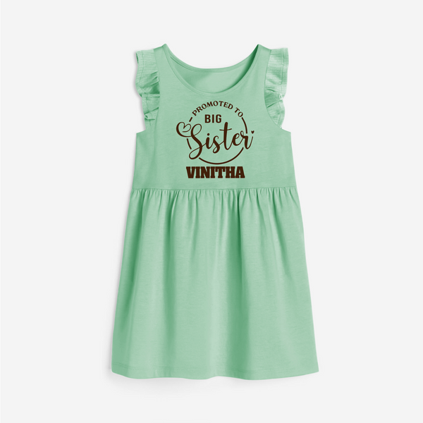 Promoted To Big Sister Frock | Custom Frock for the New Big Sister - MINT GREEN - 1 - 2 Years Old (Chest 22" , Full Length 22")