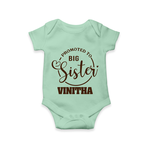 Promoted To Big Sister Romper / Onesie | Custom Romper / Onesie for the New Big Sister - MINT GREEN - New Born (Chest 14")